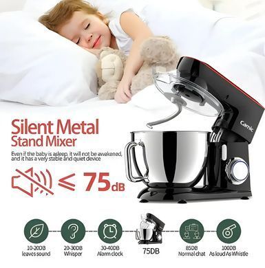 Металлический миксер тестомес 9л Camic SM-1571N 1800Вт Black Red