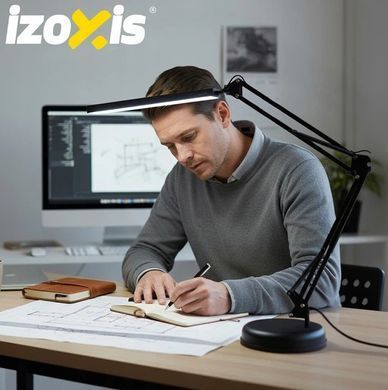 Настільна лампа LED Izoxis 26357 2 в 1 (струбцина + підставка), регульована 3 кольори світла, 10 рівнів яскравості, 80 LED, 5.6 Вт