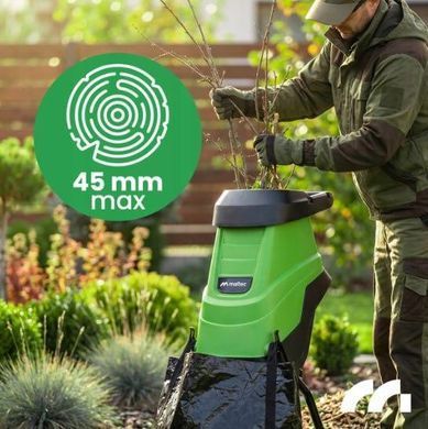 Садовий подрібнювач електричний MalTec 114282 Master Shred 3600W ножовий для гілок до 45 мм