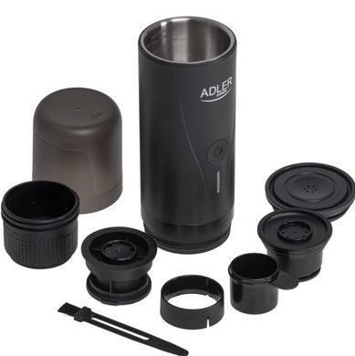 Портативна кавоварка Adler AD 4400, акумулятор 7500 мАг, тиск 20 бар, живлення від USB, для мелених зерен та капсул Nespresso
