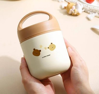 Термос для їжі - ланчбокс Food Cutey Bear 0,49 л харчовий термос з контейнером beije green