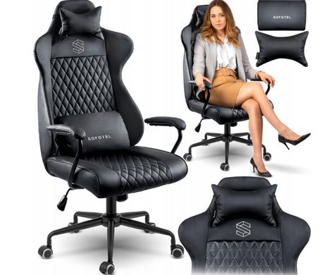 Шкіряне офісне крісло з Технологією SoftSwing Sofotel Werona Black +2 подушки в подарок