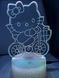 Светильник ночник 3D Hello kity, RGB 16 цветов, USB