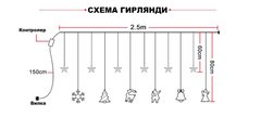 Гирлянда светодиодная штора Рождественская 138 led, 2.5м ширина, Warm White