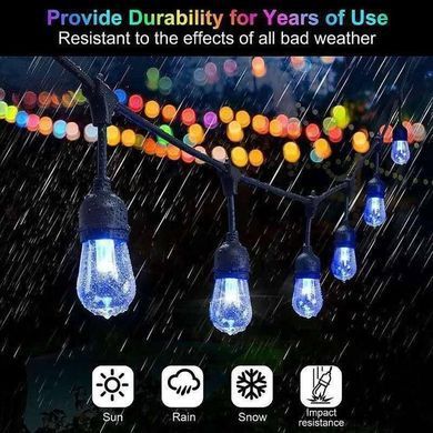 Вулична гірлянда з ретро лампами LED RGB Edison 10шт, 220V, 10метрів з перехідником