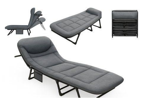 Розкладне ліжко-розкладачка Relax Outdoor (200х60х30 см) з матрацом Oxford 600D сіре, повнорозмірне кемпінгове ліжко 2 метри до