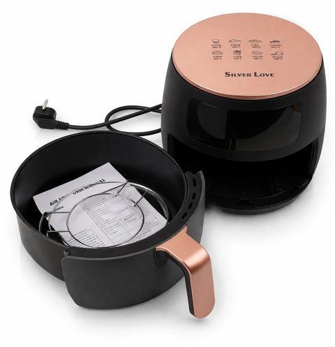 Аерофритюрниця Silver Love 389 4.5 л 2800 Вт сенсорна фритюрниця без олії 8 програм LCD дисплей чорна