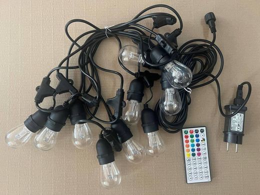 Вулична гірлянда з ретро лампами LED RGB Edison 10шт, 220V, 10метрів з перехідником