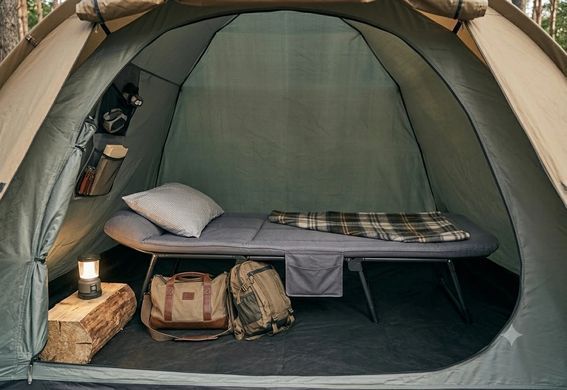 Раскладная кровать-раскладушка Relax Outdoor (200х60х30 см) с матрасом Oxford 600D серая, полноразмерная кемпинговая кровать 2
