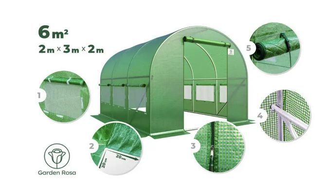 Садова теплиця Green Garden Tunnel 6м2 (2х3х2) парник для овочів