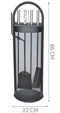 Аксесуари для каміна Kaminer 4165-008, набір із 5 предметів, сталь + нержавіюча сталь, дерев&rsquo;яні ручки, підставка