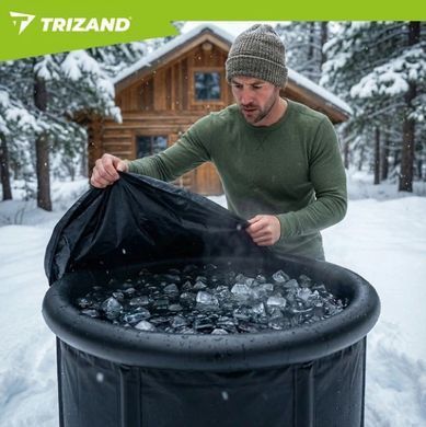 Бассейн для моржевания Trizand 26799, 320 л, складная крио-ванна, бочка для холодных ванн с крышкой и аксессуарами, черная