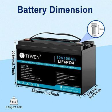 Аккумулятор LiFePO4 TTWEN 12.8V 100Ah 1280Wh LFP12-100 с Bluetooth