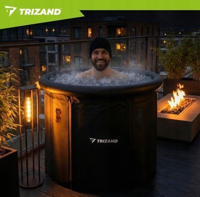 Бассейн для моржевания Trizand 26799, 320 л, складная крио-ванна, бочка для холодных ванн с крышкой и аксессуарами, черная
