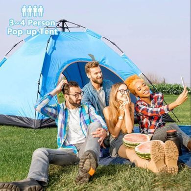 Палатка автоматическая Pop-Up 3-4 человека 200x200x140см OldBro складная с сумкой синяя водостойкая CC-SYLX002