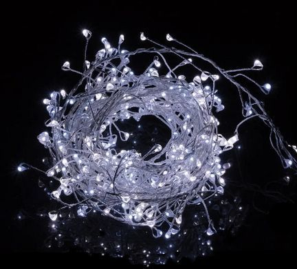 Світлодіодна дротяна Гірлянда Крапелька роси Їжачок 2.5 м 50 Led Батарейки Cool White