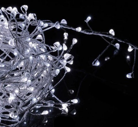 Светодиодная проволочная Гирлянда Капелька росы Ёжик 2.5м 50 Led Батарейки Cool White