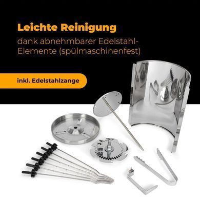 Электрошашлычница Clatronic DVG 3686, 1400 Вт, вертикальный гриль 3 в 1, шашлык, шаурма, 6 шампуров, до 2.5 кг