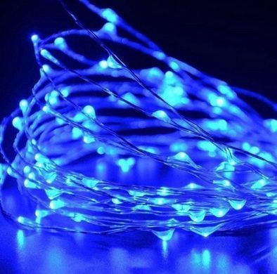 Светодиодная гирлянда нить капля росы 4.5м 50led батарейки Blue синяя