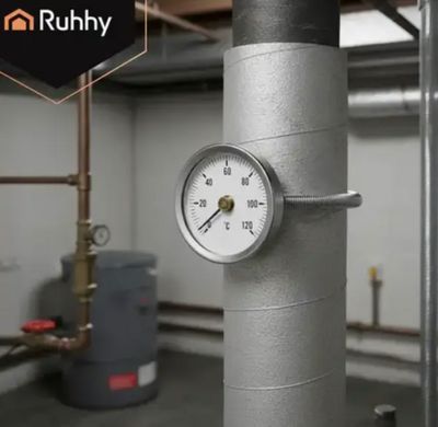 Термометр з циферблатом Ruhhy 26557 (0&ndash;120&deg;C), стрілочний термометр на трубу з пружиною, накладний термометр для опалення та печей