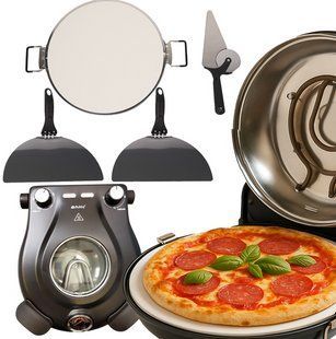 Печь для пиццы Ruhhy 26050, 1200 Вт, до 450&deg;C, керамический камень, термометр, черная