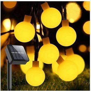 Уличная светодиодная гирлянда Solar 7 метров 50 LED на солнечной батарее "Молочные шары"