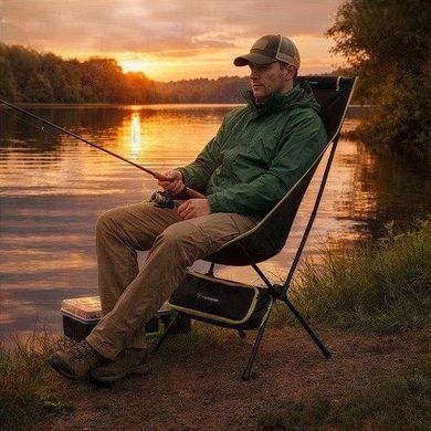 Раскладное кресло для кемпинга Trizand 27778 до 120 кг черное, Кемпинговое складное кресло для рыбалки и пикника