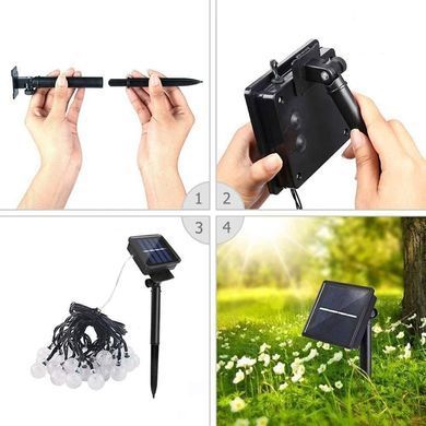 Вулична світлодіодна гірлянда SunLamp Solar 7 метрів 50 LED на сонячній батареї "Молочні кулі" Sun Lamp