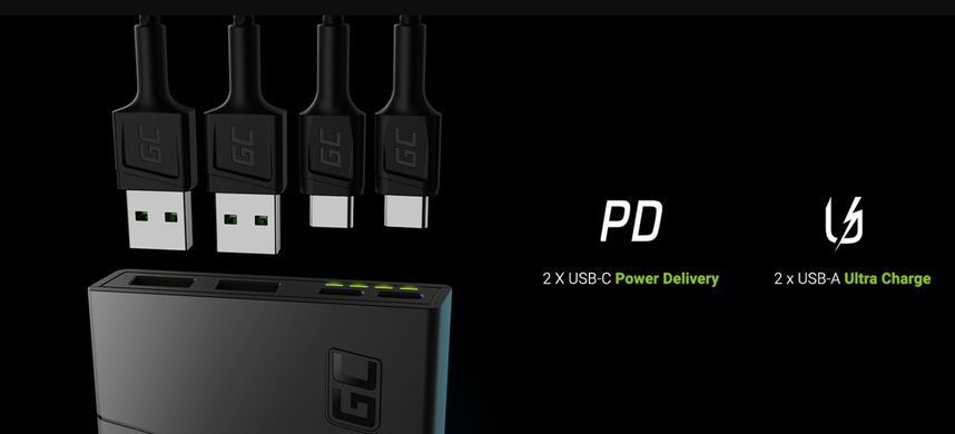 Павербанк Power Bank Green Cell із швидкою зарядкою PowerPlay 10S 10000 мАг 18 Вт