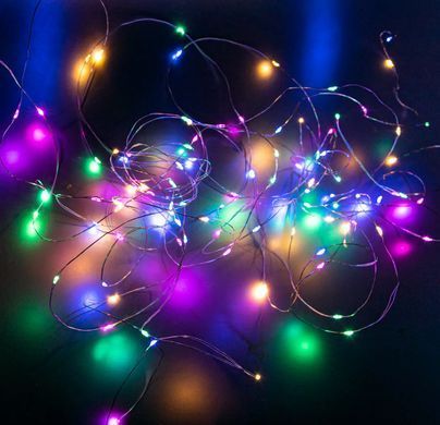 Светодиодная гирлянда нить 8 режимов капля росы 20м 200led от USB от ПАВЕРБАНКА RGB юсб +БЛОК