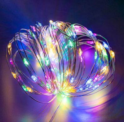 Светодиодная гирлянда нить капля росы 20м 200led батарейки RGB